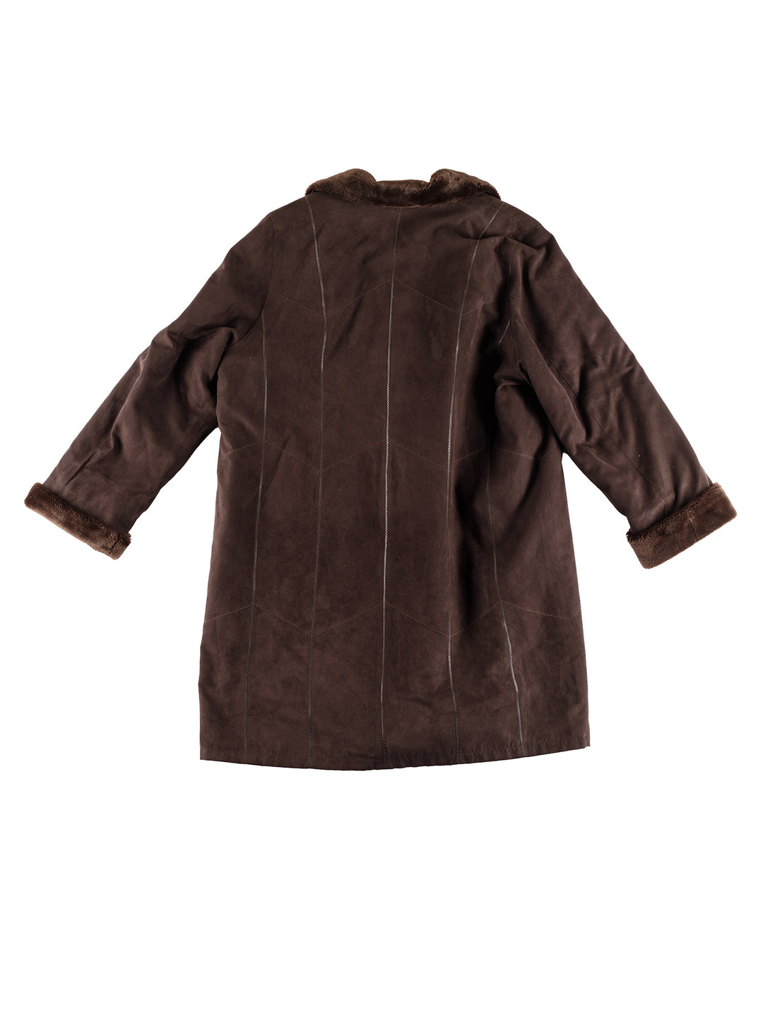 Vintage 80's Women Suede Sherpa Coat in BrownMN385