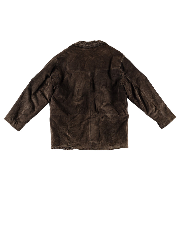 Vintage 80's Men Faux Sheepskin Coat in BrownVN644