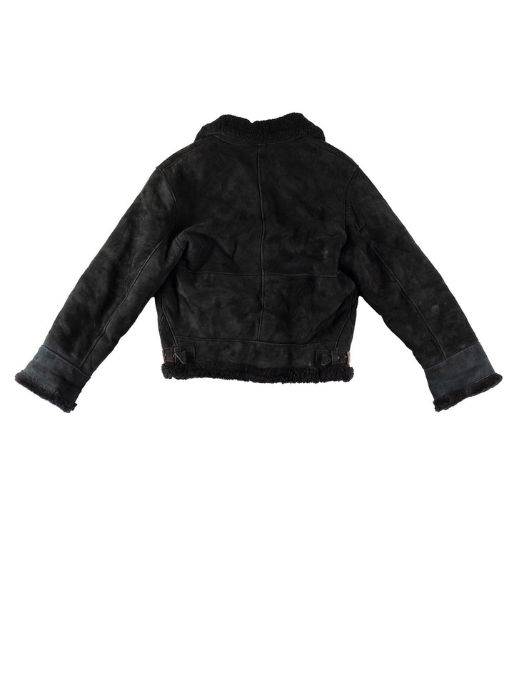 Vintage 80's Women Sheepskin Jacket in BlackMN475