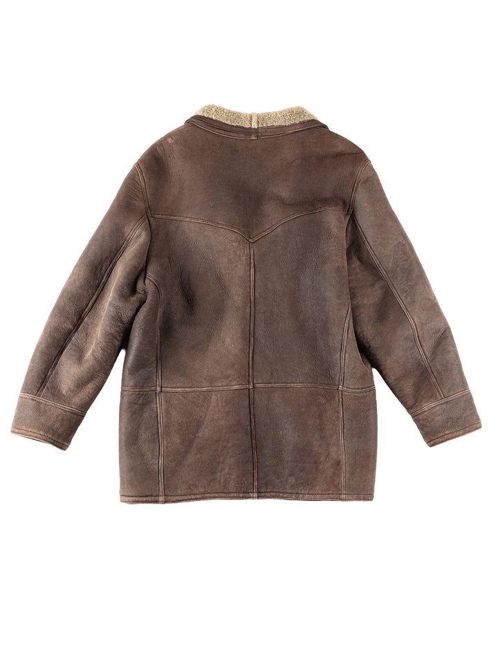 Vintage 80's Men Sheepskin Coat in BrownVN273
