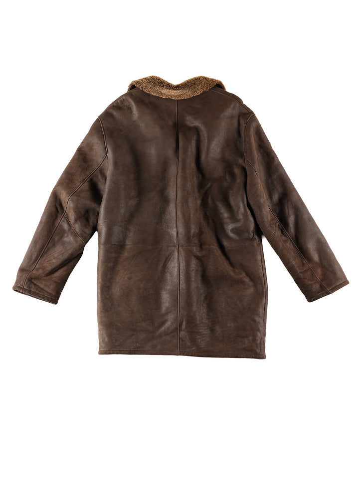 Vintage 80's Men Sheepskin Coat in BrownVN649