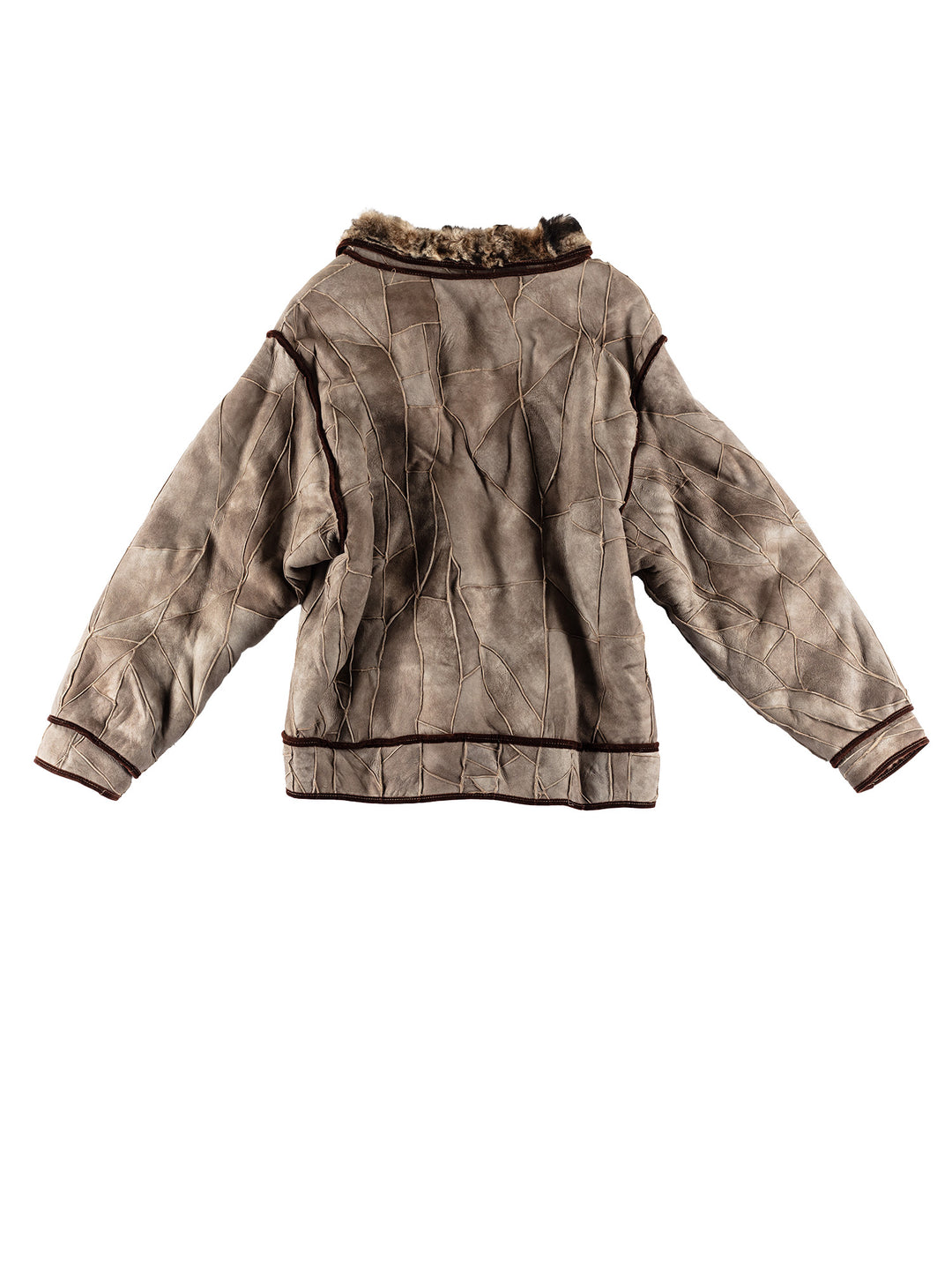 Vintage 80's Women Sheepskin Coat in GrayMN484
