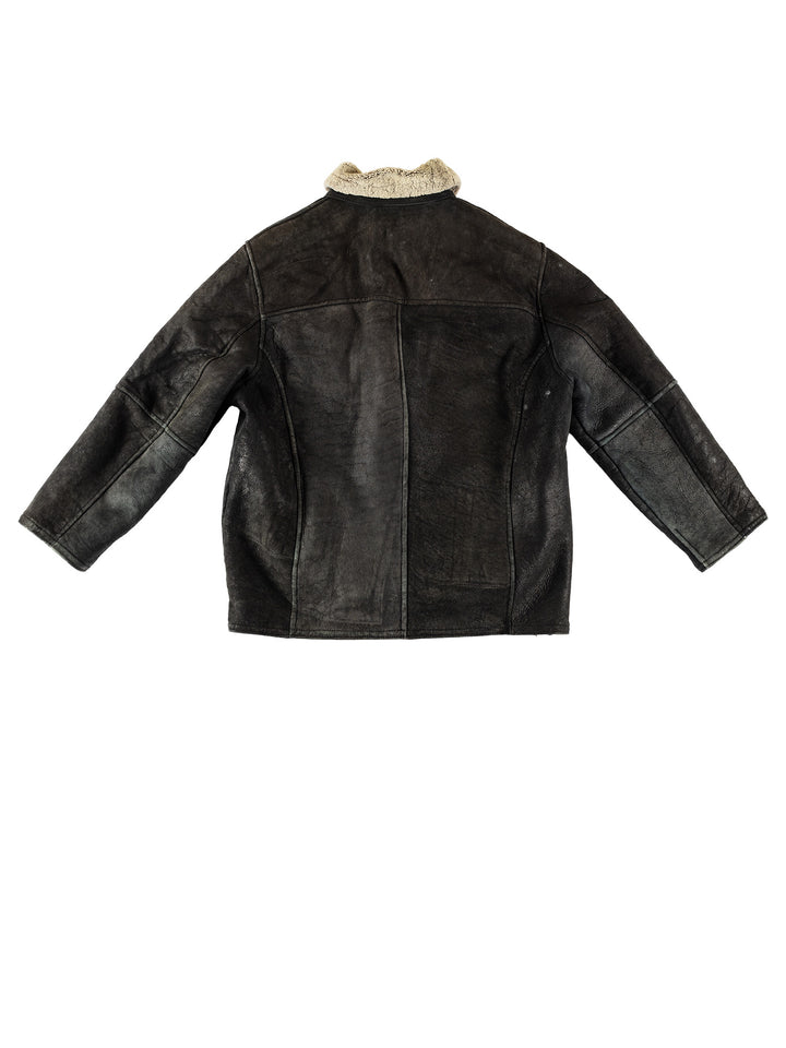 Vintage 80's Men Sheepskin Coat in BlackVN691