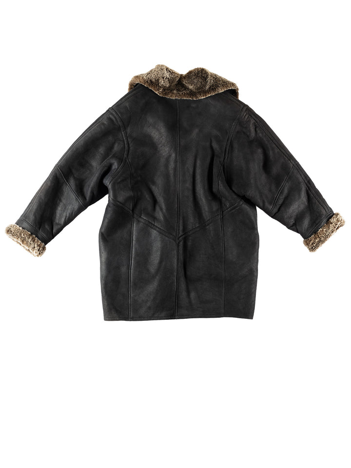 Vintage 80's Women Sheepskin Coat in BlackMN712