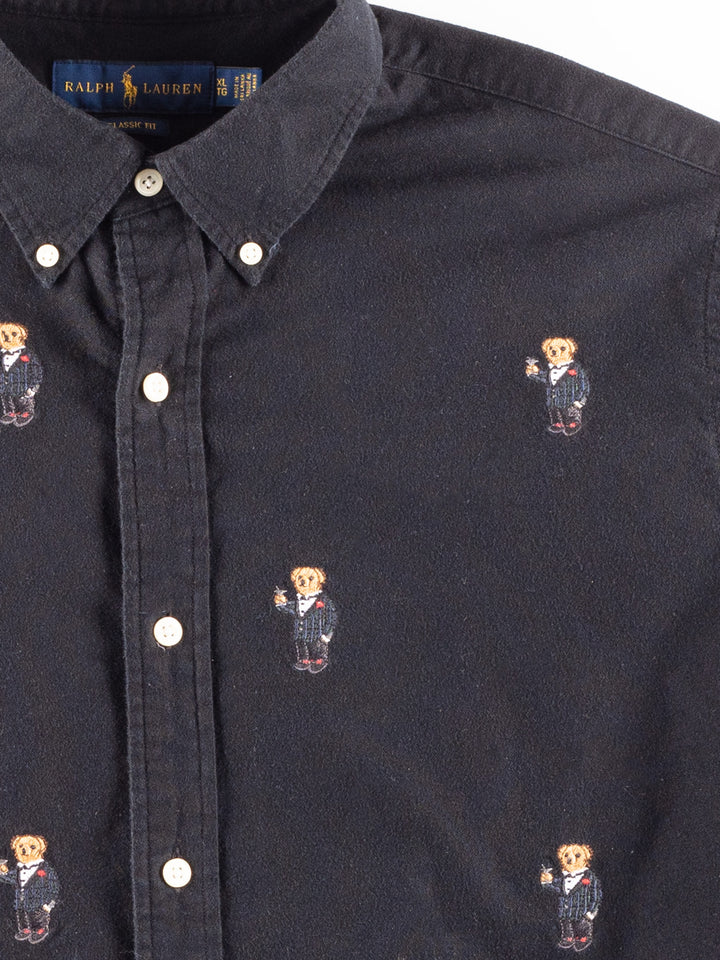 Vintage 90. gadu vīriešu Ralph Lauren krekls ar polo lāča izšuvumu