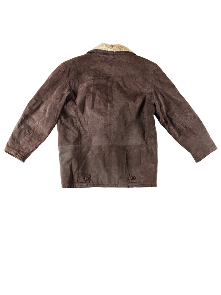 Vintage 90's Men Faux Sheepskin Coat in BrownVN361