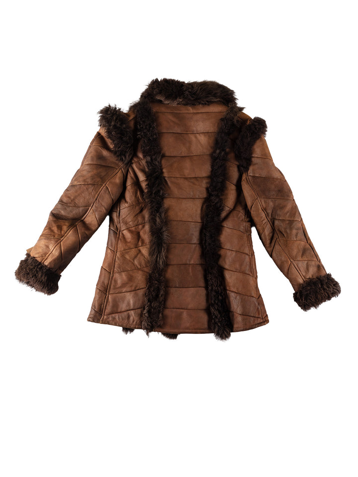 Vintage 70's Women Sheepskin Jacket in BrownMN521