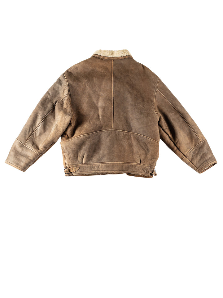 Vintage 80's Men Sheepskin Coat in BrownVN517