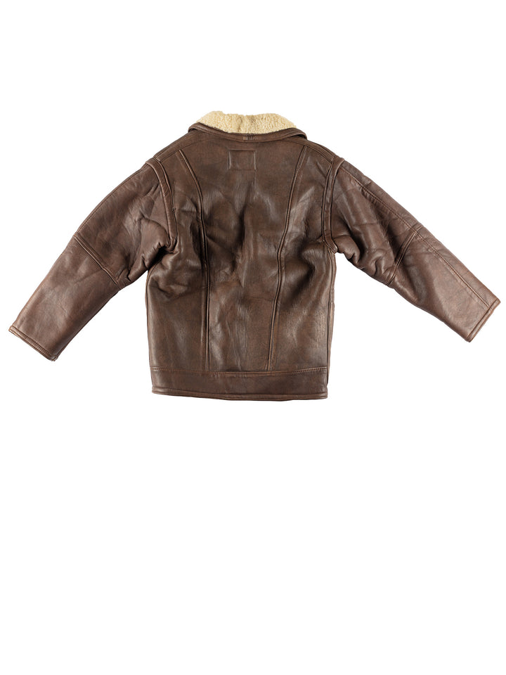 Vintage 80's Men Faux Sheepskin Coat in BrownVN500