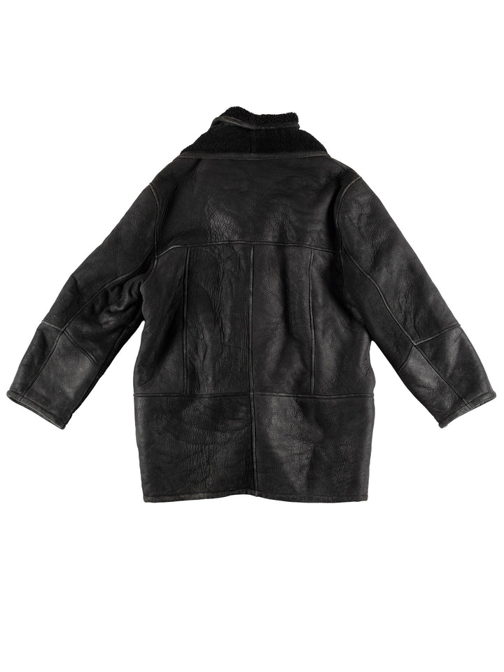 Vintage 80's Men Sheepskin Coat in BlackVN445