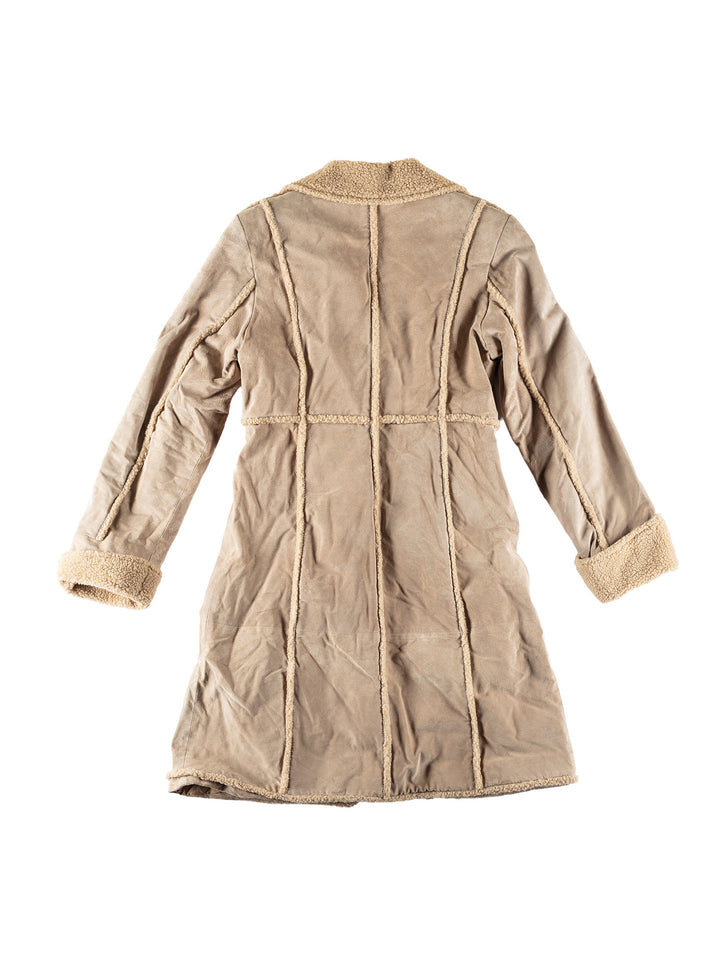 Vintage 70's Women Suede Coat in BeigeMN694