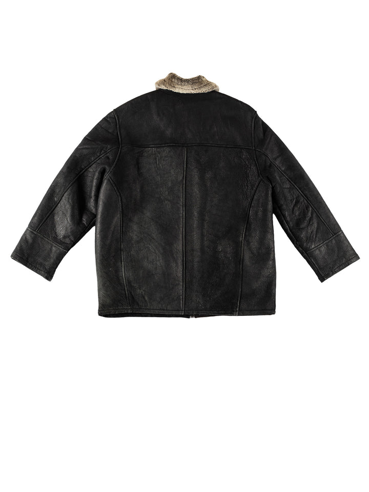 Vintage 80's Men Sheepskin Coat in BlackVN693