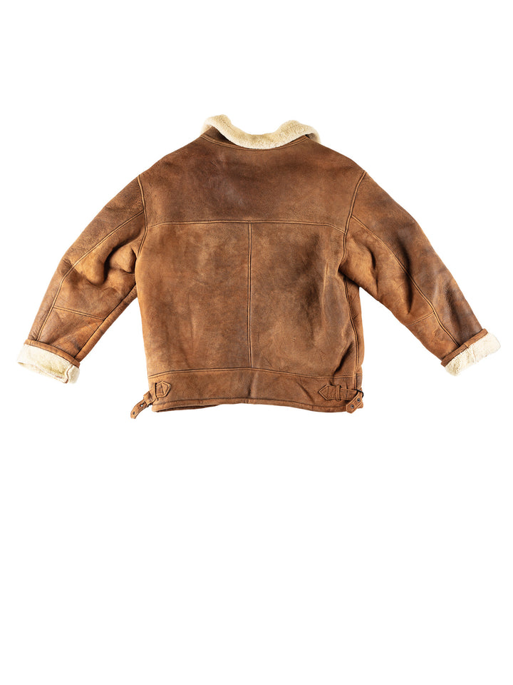 Vintage 80's Men Sheepskin Coat in BrownVN645