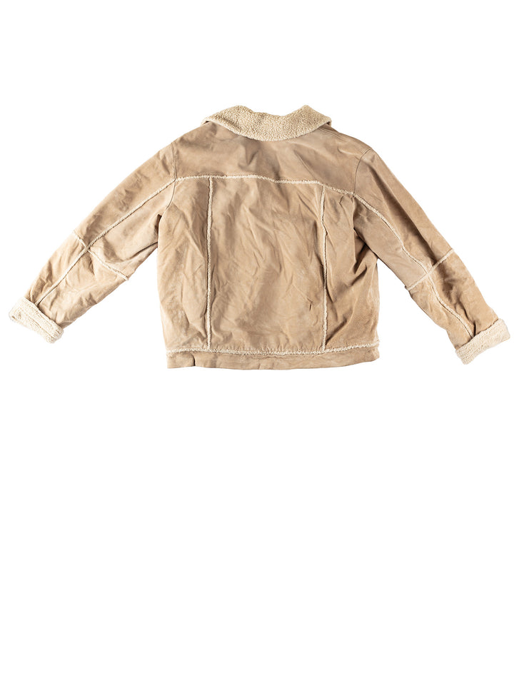 Vintage 90's Men Faux Sheepskin Jacket in BeigeVN379
