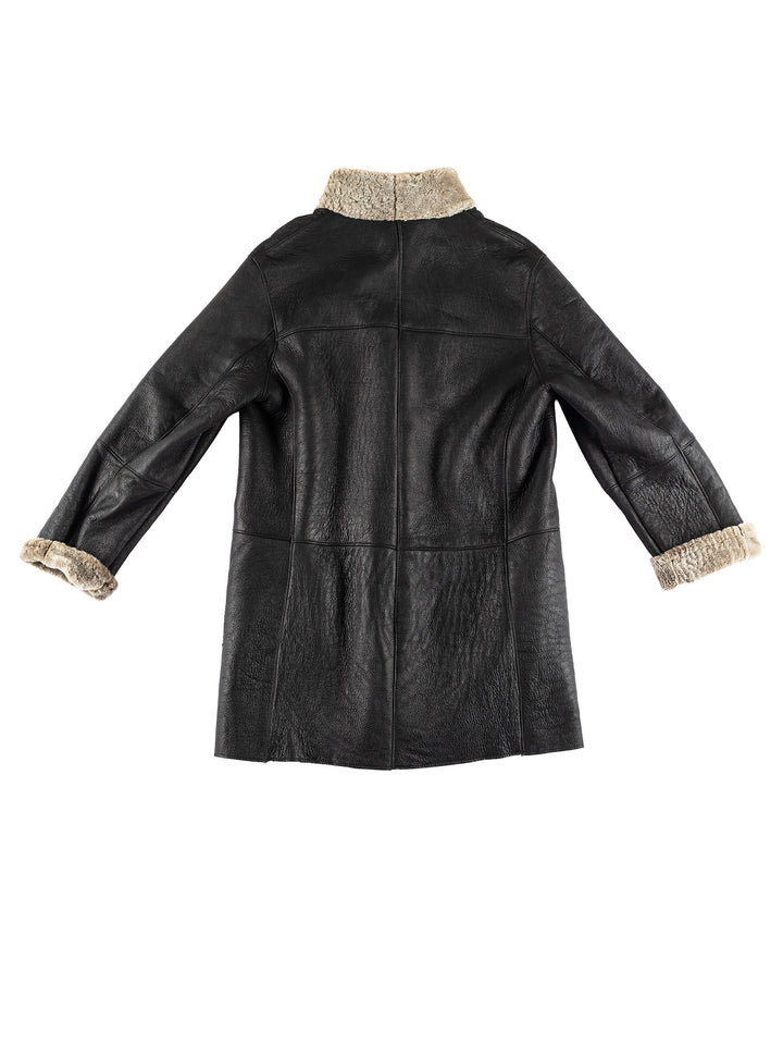 Vintage 80's Women Sheepskin Coat in BlackMN387