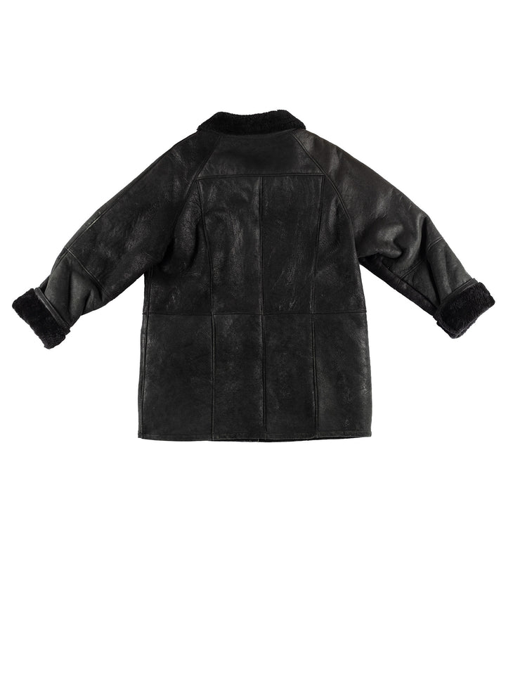 Vintage 80's Women Sheepskin Coat in BlackMN391