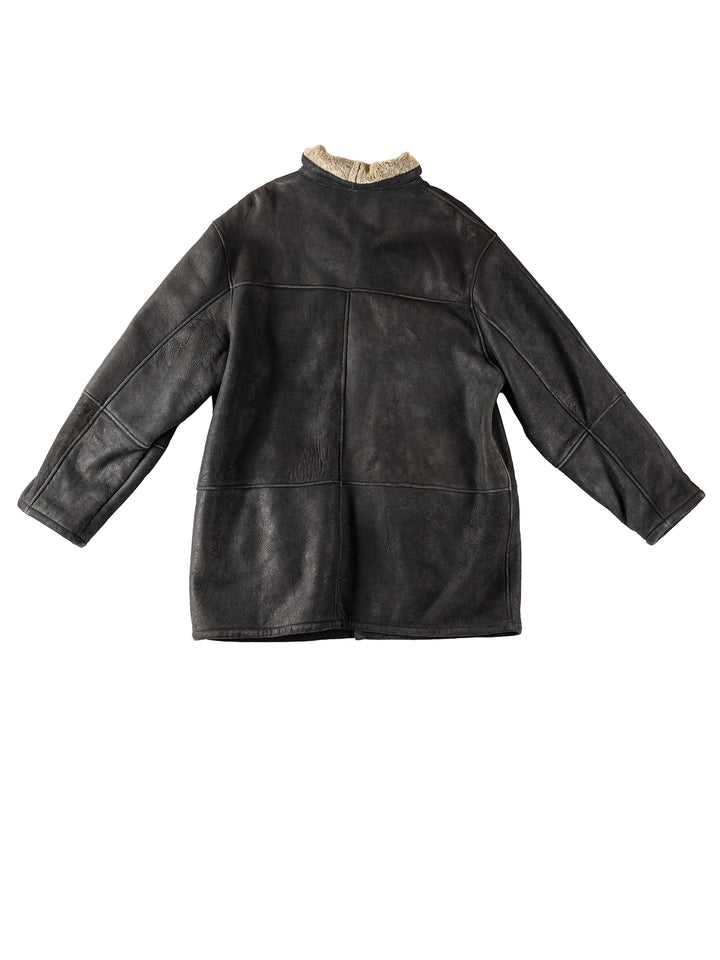 Vintage 80's Men Sheepskin Coat in BlackVN336