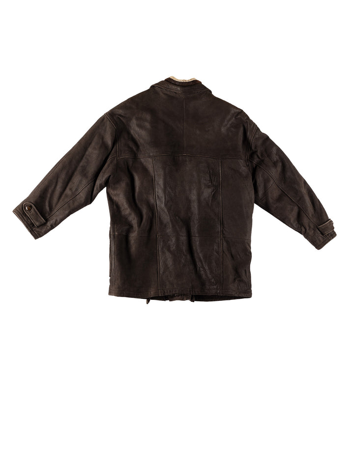 Vintage 80's Men Suede Coat in BrownVN554