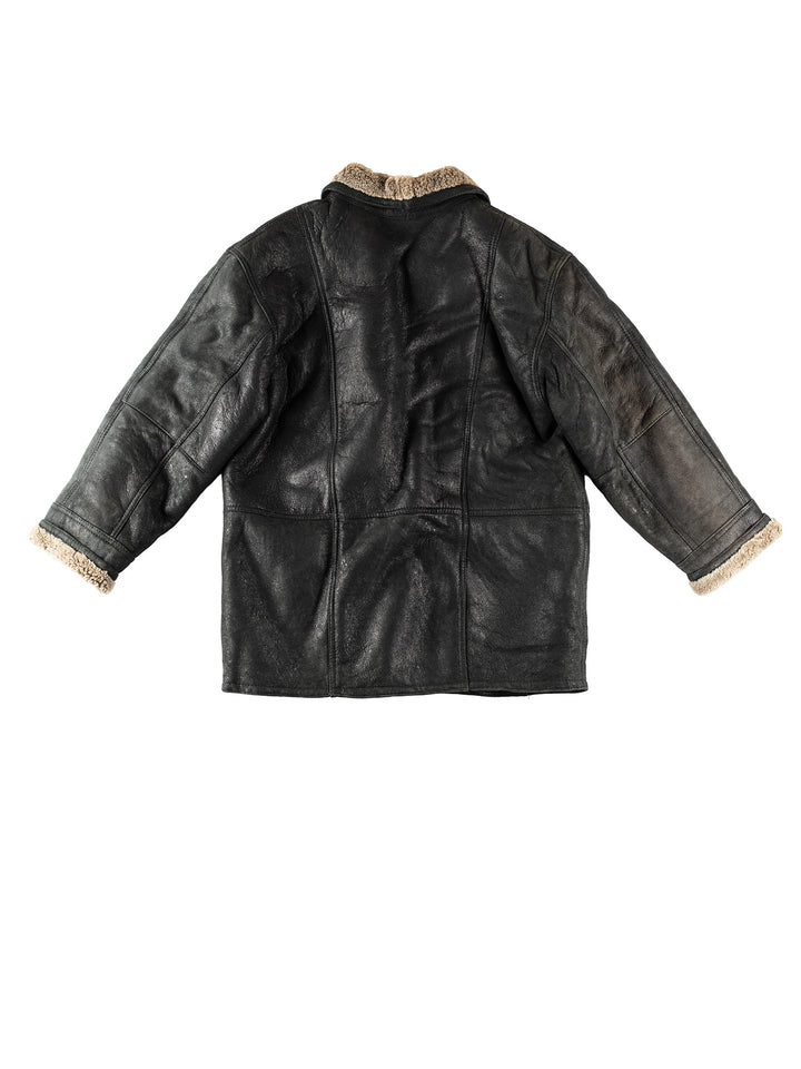 Vintage 80's Men Sheepskin Coat in BlackVN327