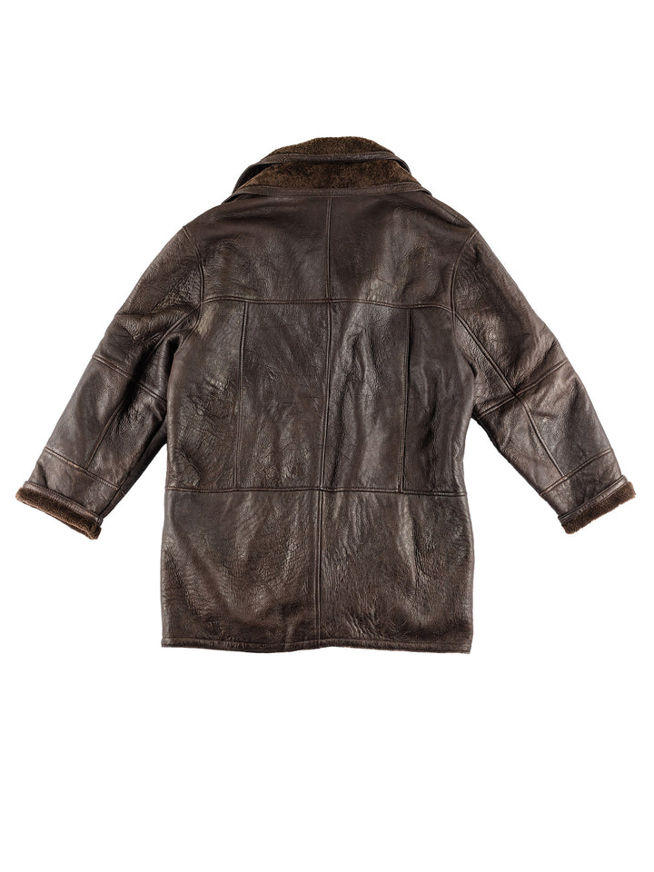 Vintage 80's Men Sheepskin Coat in BrownVN446