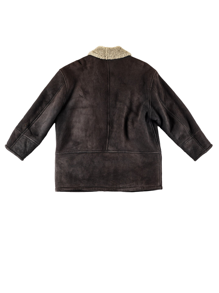 Vintage 80's Men Sheepskin Coat in BlackVN720