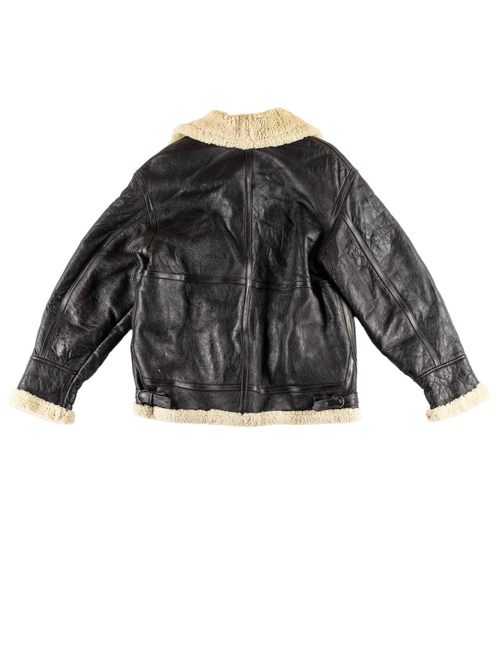 Vintage 80's Men Sheepskin Jacket in BlackVN457