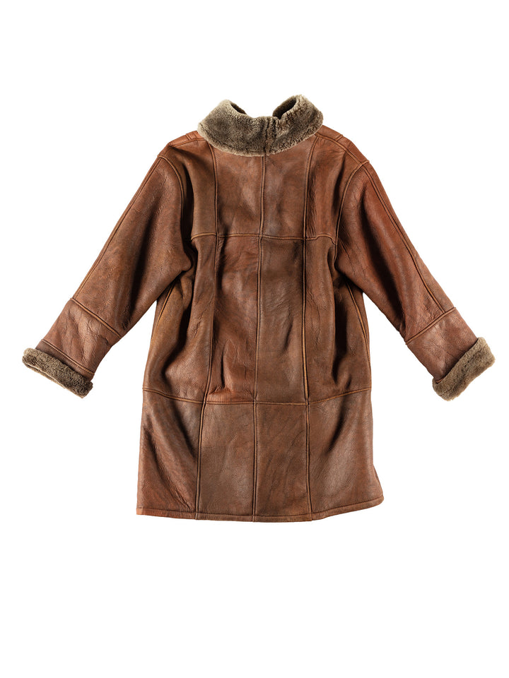 Vintage 80's Women Sheepskin Coat in BrownMN726