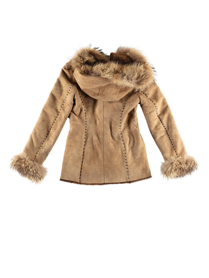 Vintage 70's Women Sheepskin Coat in BeigeMN664