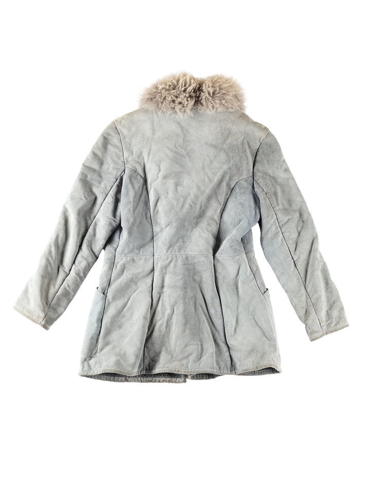 Vintage Women Faux Sheepskin Coat in GrayMN311