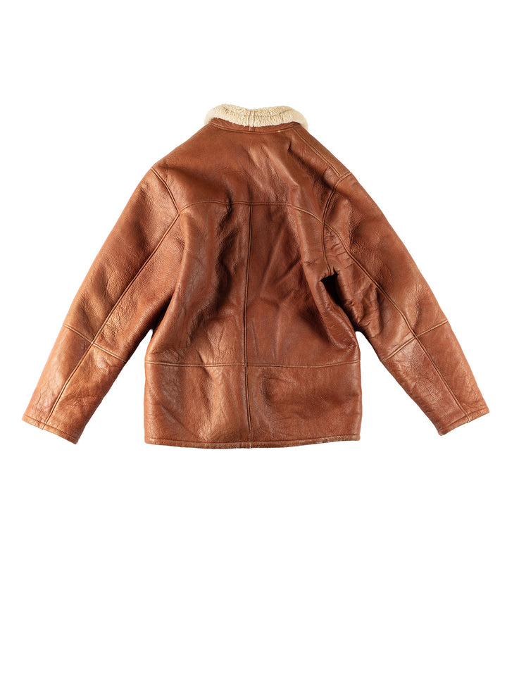 Vintage 80's Men Sheepskin Coat in BrownVN522