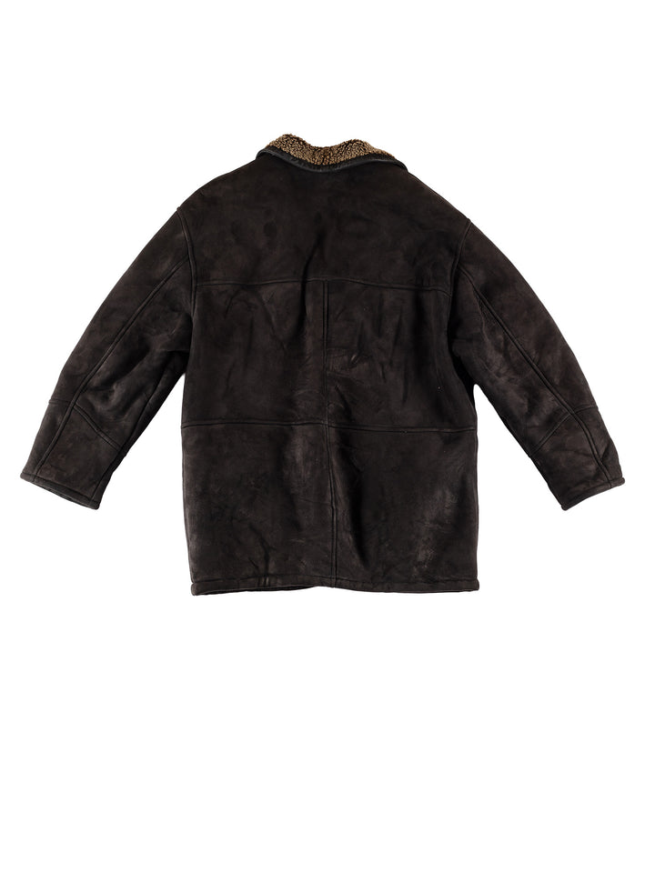 Vintage 80's Men Sheepskin Coat in BlackVN738