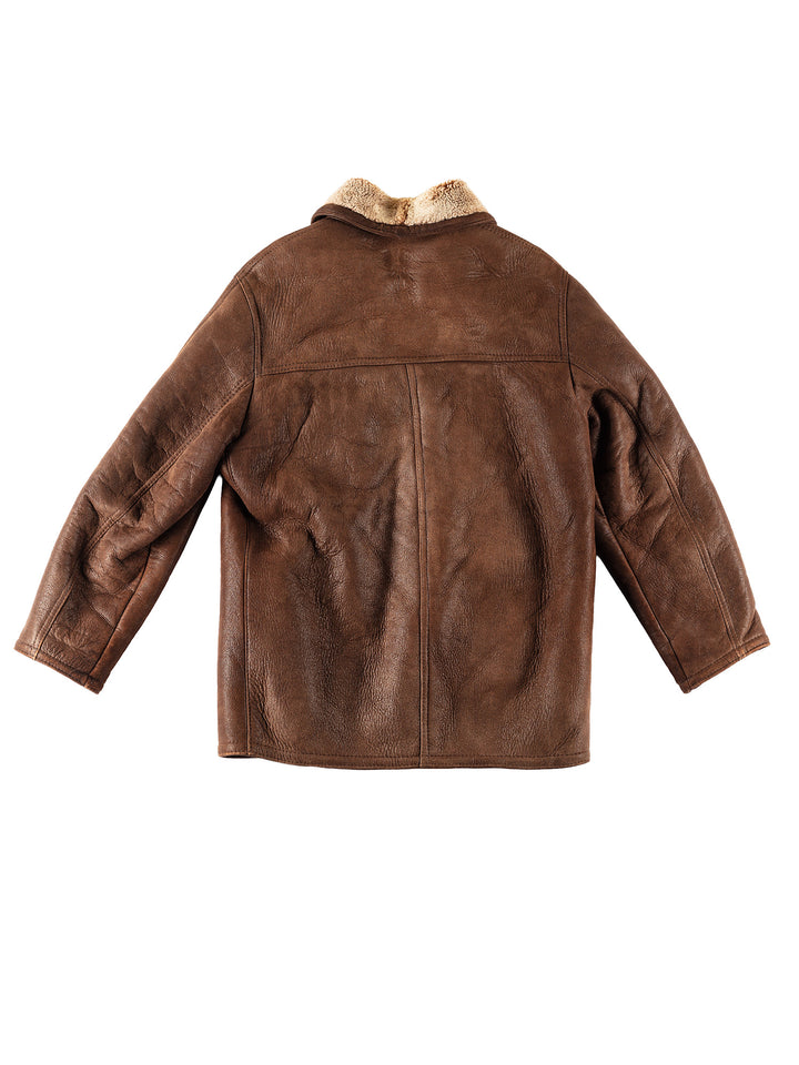 Vintage 80's Men Sheepskin Coat in BrownVN387
