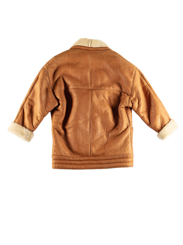 Vintage 80's Women Sheepskin Coat in BrownMN668