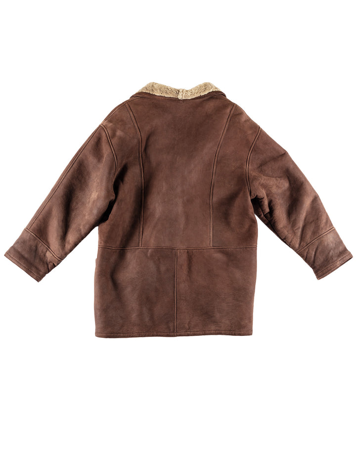 Vintage 80's Men Sheepskin Coat in BrownVN440