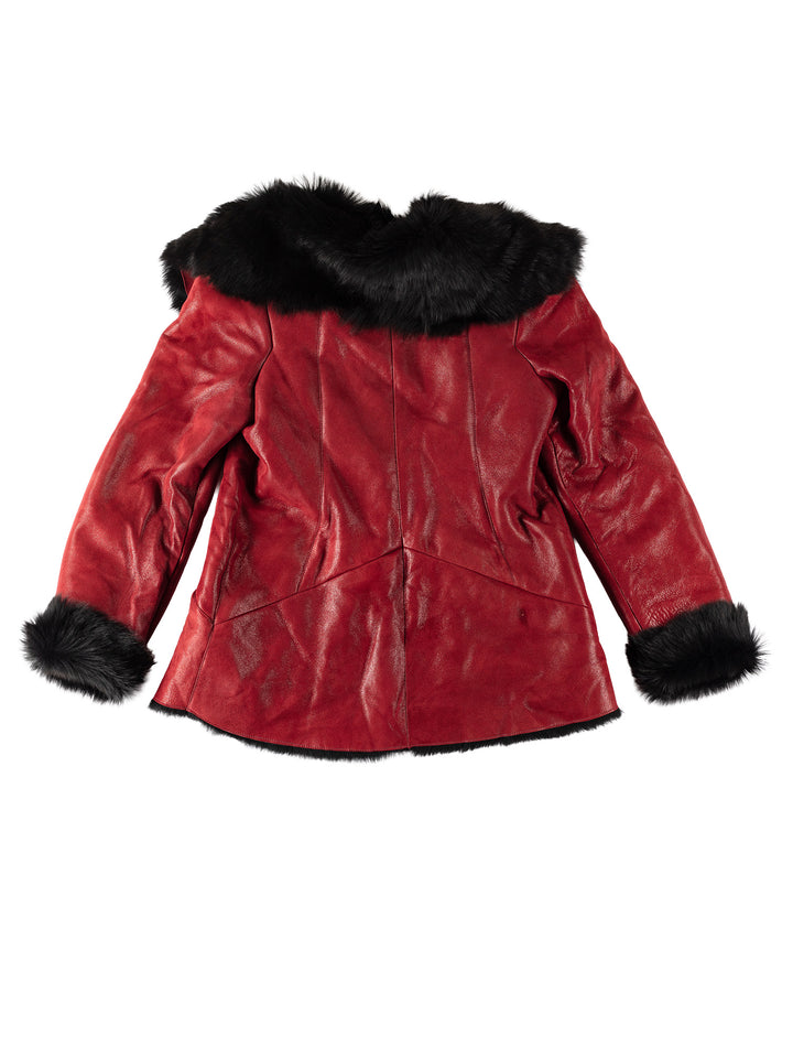 Vintage 70's Women Sheepskin Coat in RedMN562
