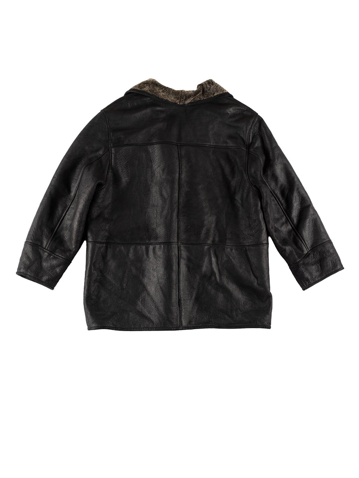 Vintage 80's Women Sheepskin Coat in BlackMN746