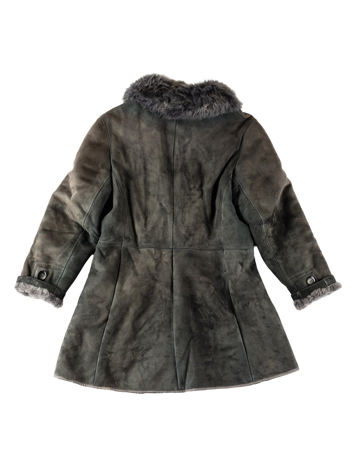 Vintage 70's Women Sheepskin Coat in GrayMN567