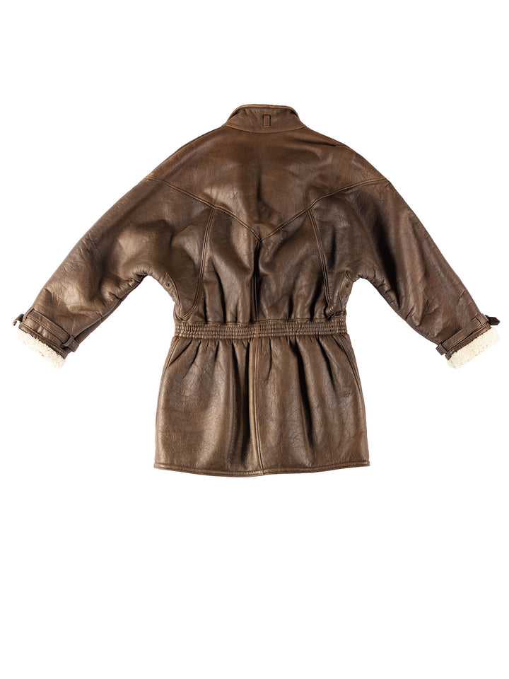 Vintage Women Sheepskin Coat in BrownMN274