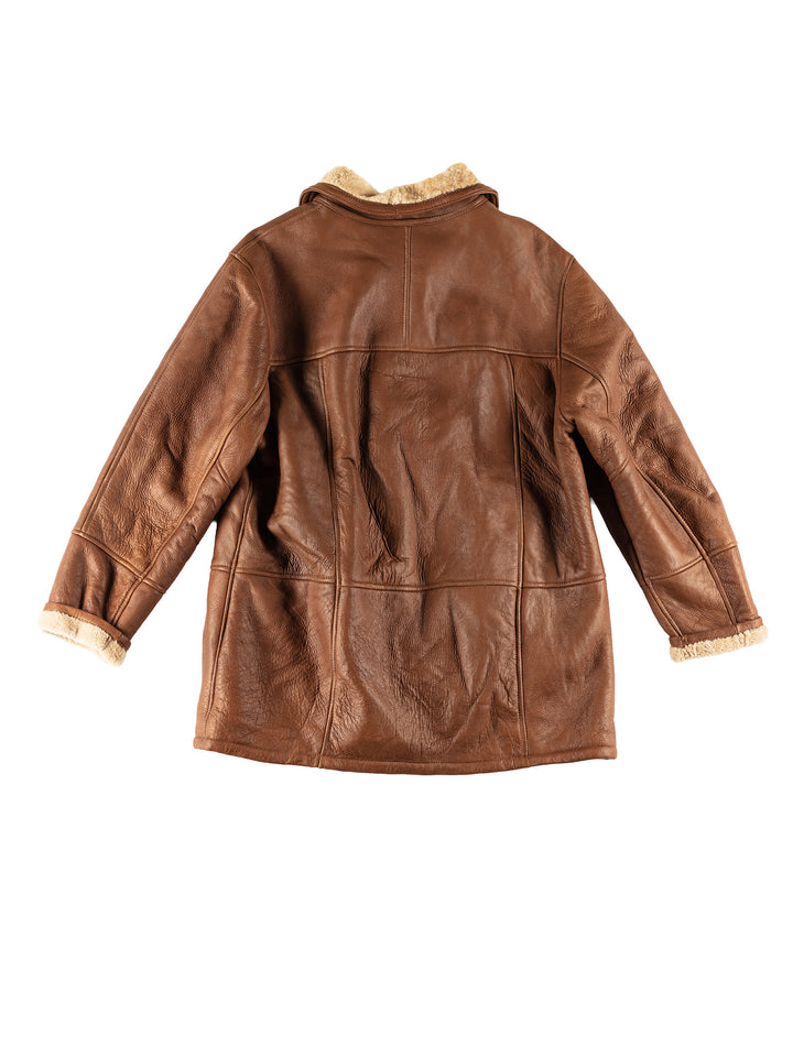 Vintage 80's Men Sheepskin Coat in BrownMN742