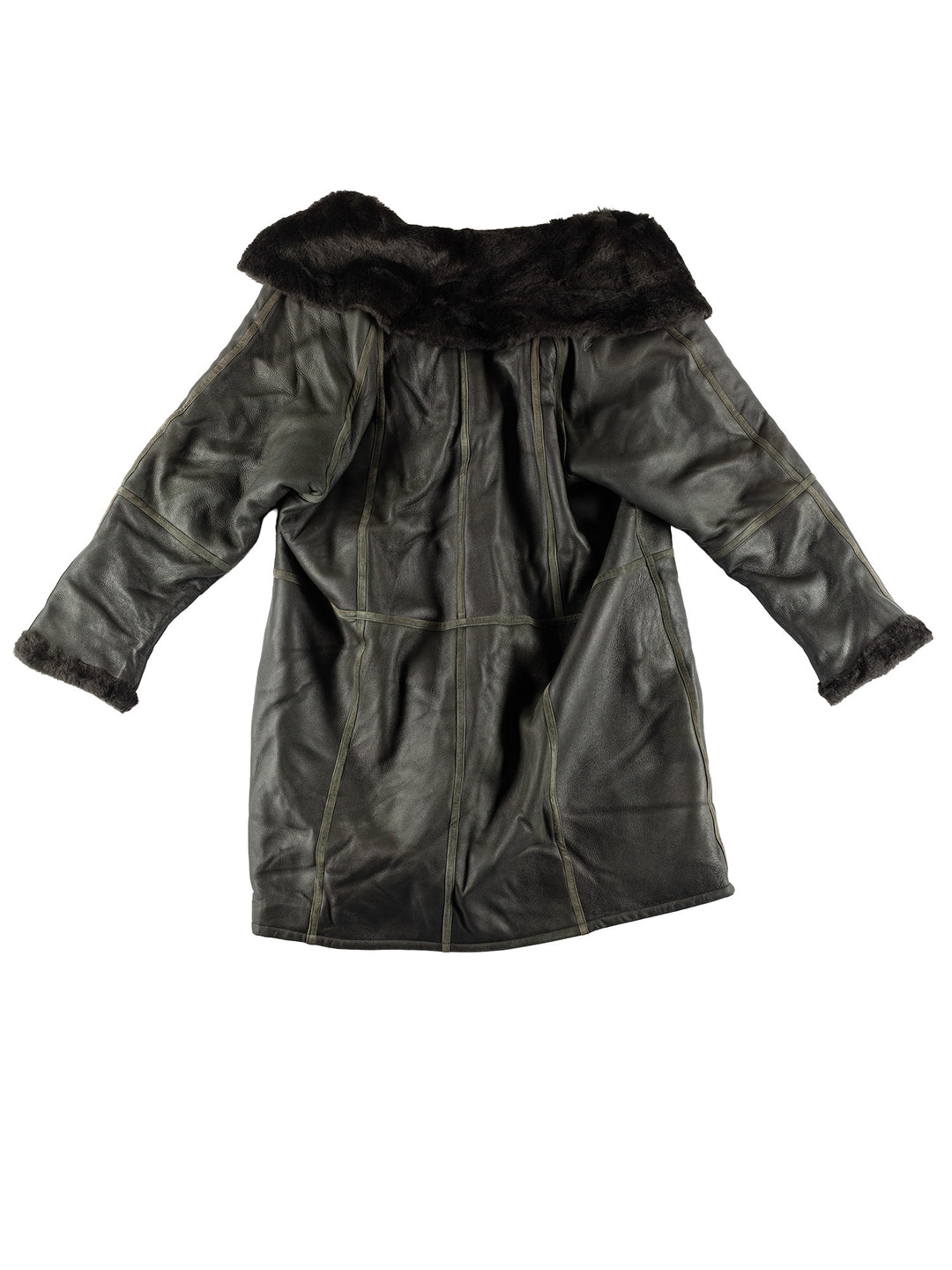 Vintage 80's Women Leather Coat in GreenMN389