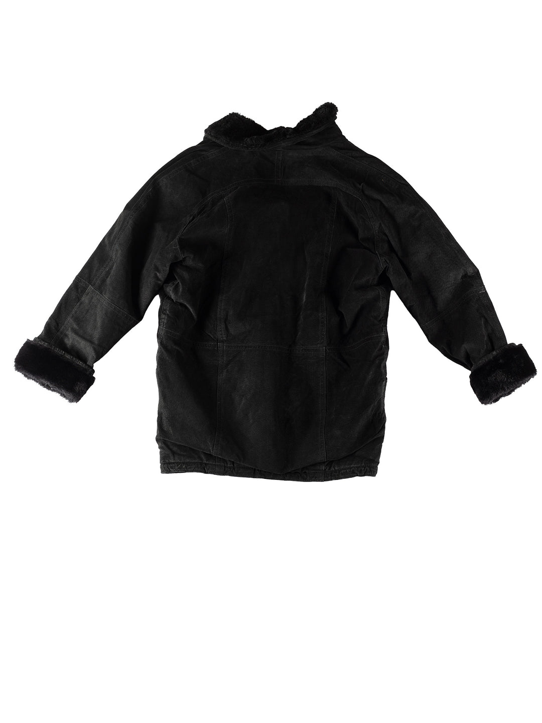 Vintage 80's Women Faux Sheepskin Coat in BlackMN365