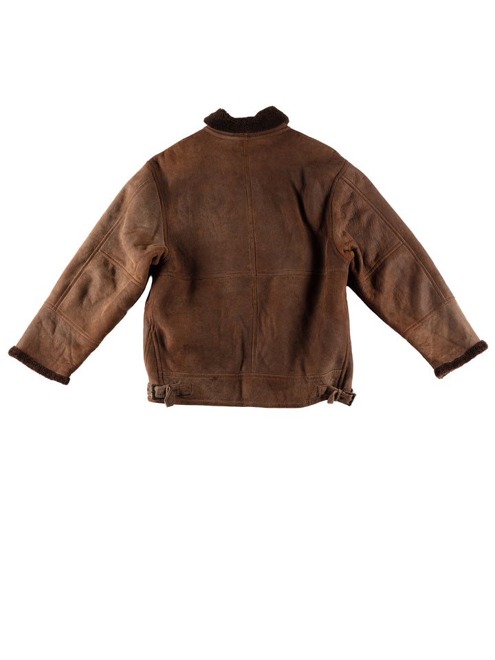 Vintage 80's Men Sheepskin Jacket in BrownVN495