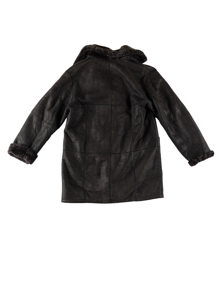 Vintage 80's Women Sheepskin Coat in BlackMN711