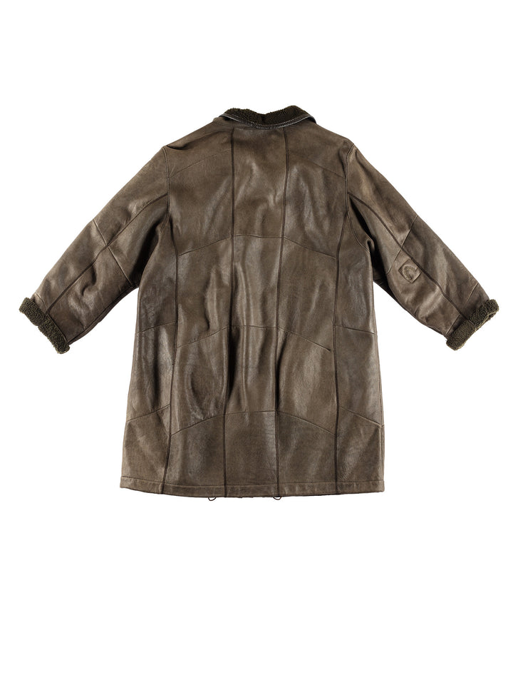 Vintage 80's Women Sheepskin Coat in GreenMN388
