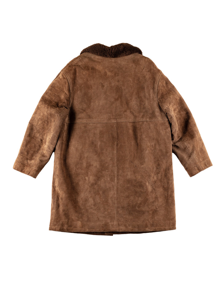 Vintage 80's Men Faux Sheepskin Coat in BrownVN716