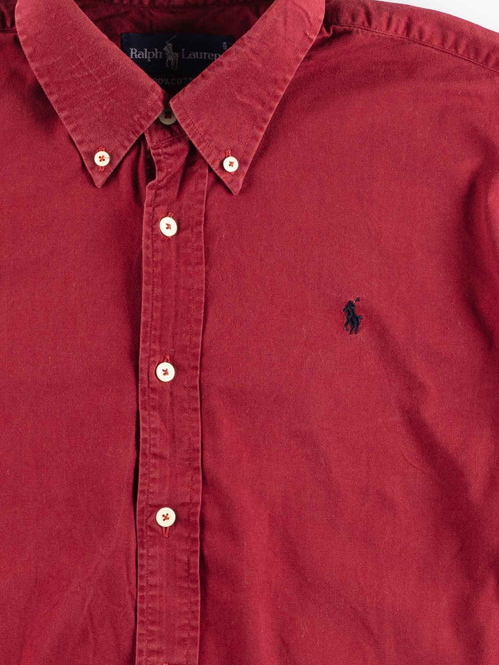 Vintage 90. gadu vīriešu Ralph Lauren krekls sarkanā krāsā ražots ASV