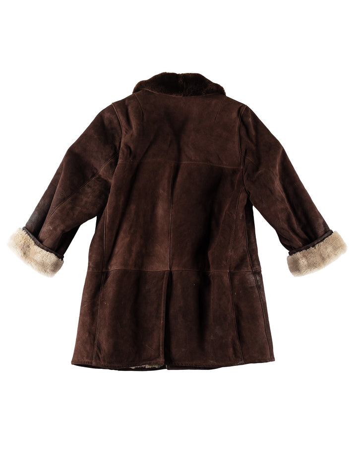 Vintage 80's Men Sheepskin Coat in BrownVN429