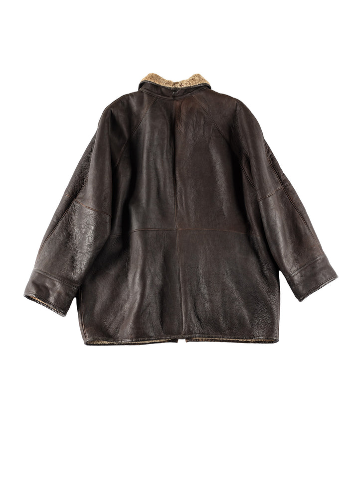 Vintage 80's Men Sheepskin Coat in BlackVN648