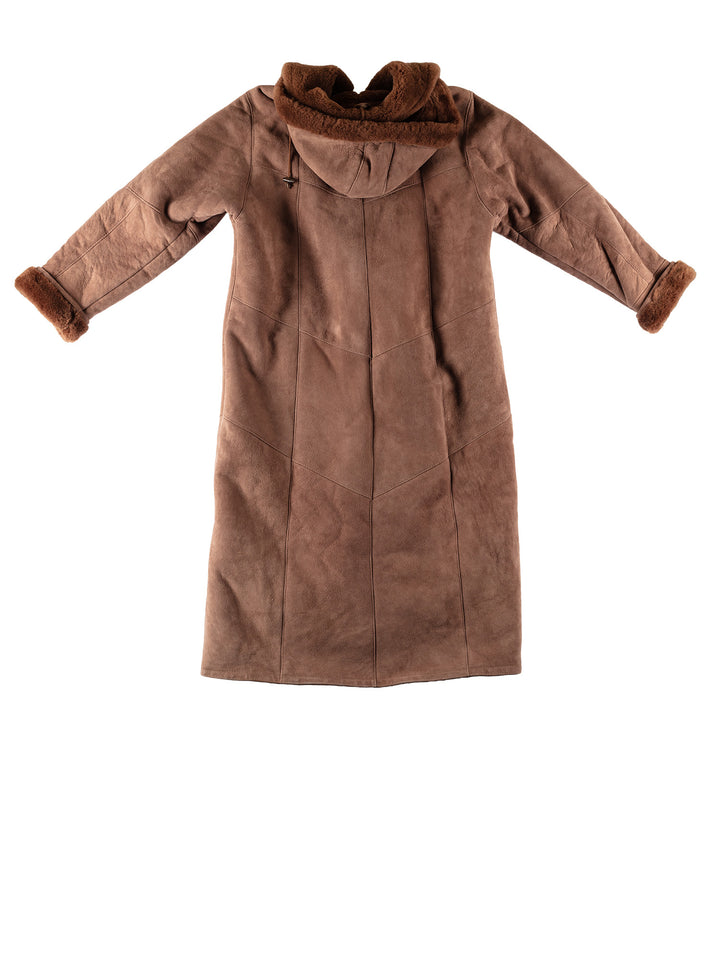 Vintage 80's Women Sheepskin Coat in BrownMN733