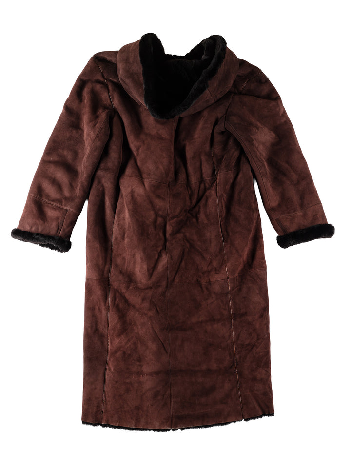 Vintage 80's Women Sheepskin Coat in BrownMN546